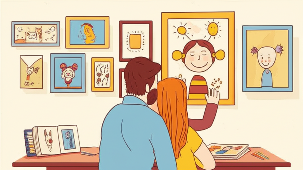 保存展示孩子画画作品文章配图